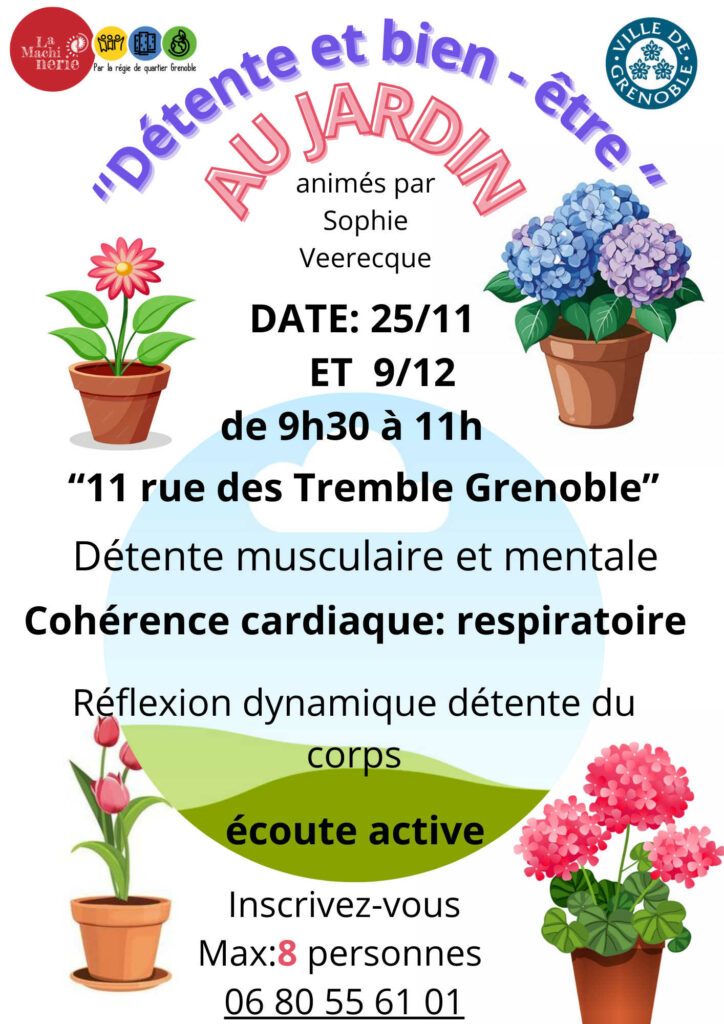 Affiche activité détente et bien-être au jardin